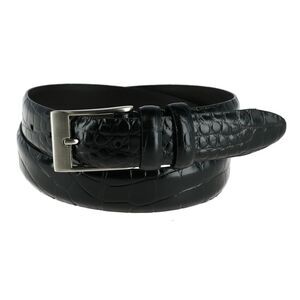 CTM Men's 1.25 Inch Wide Embossed Leather Croc Print Belt